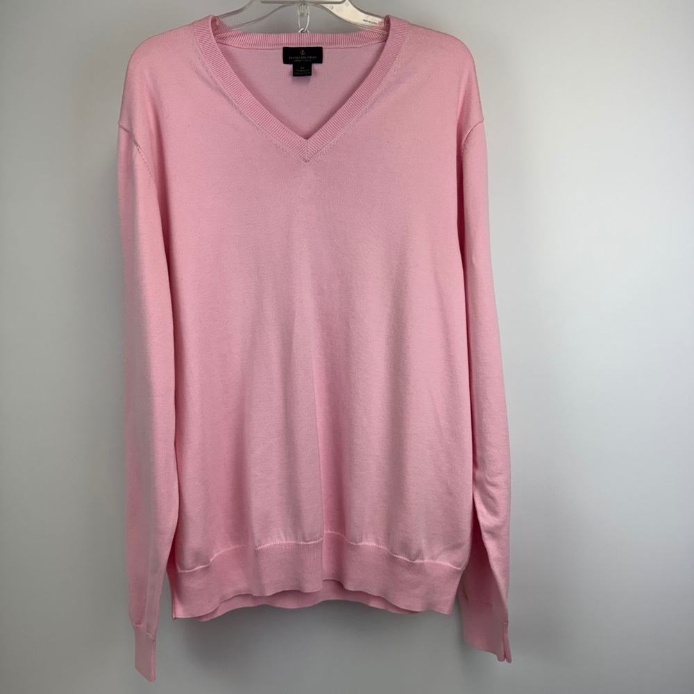 Brooks Brothers Mens XL Pink Supima Cotton V-Neck Knit Sweater 3731-035SW1